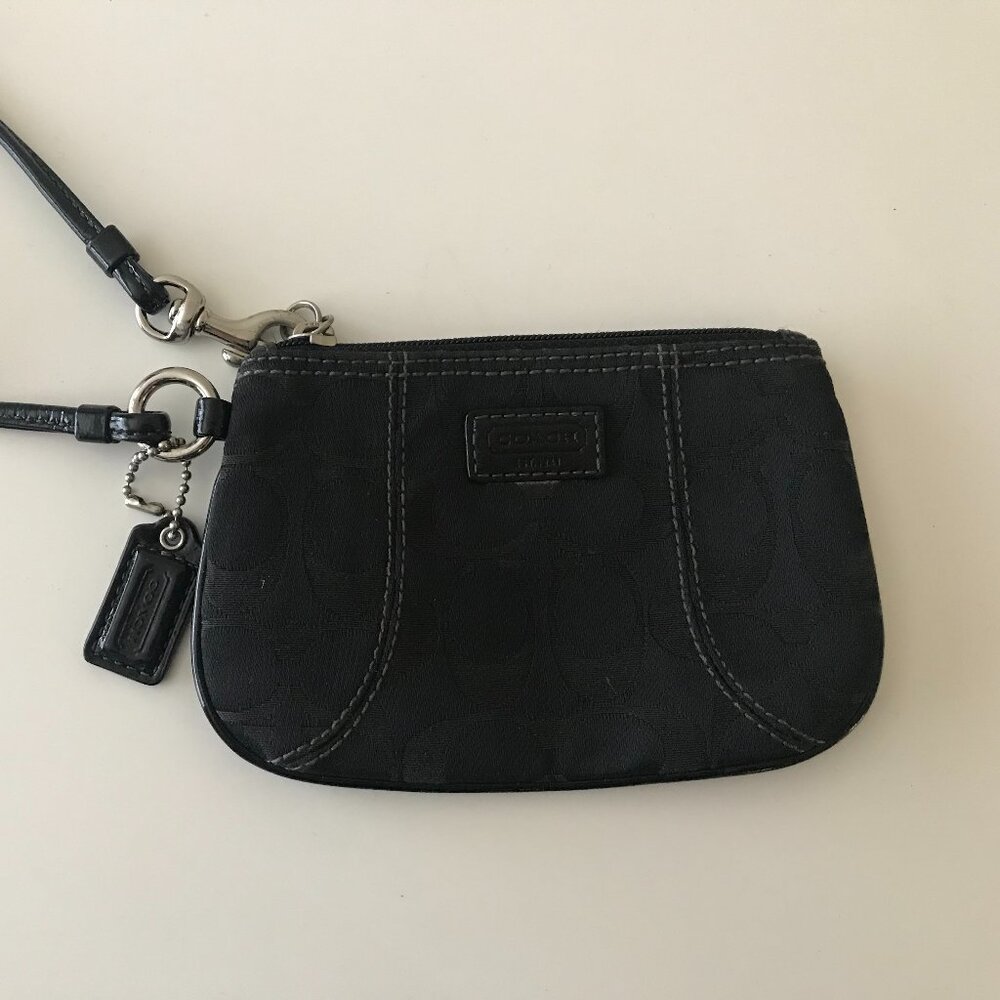 Coach Black Signature Canvas Wristlet | Classic Monogram